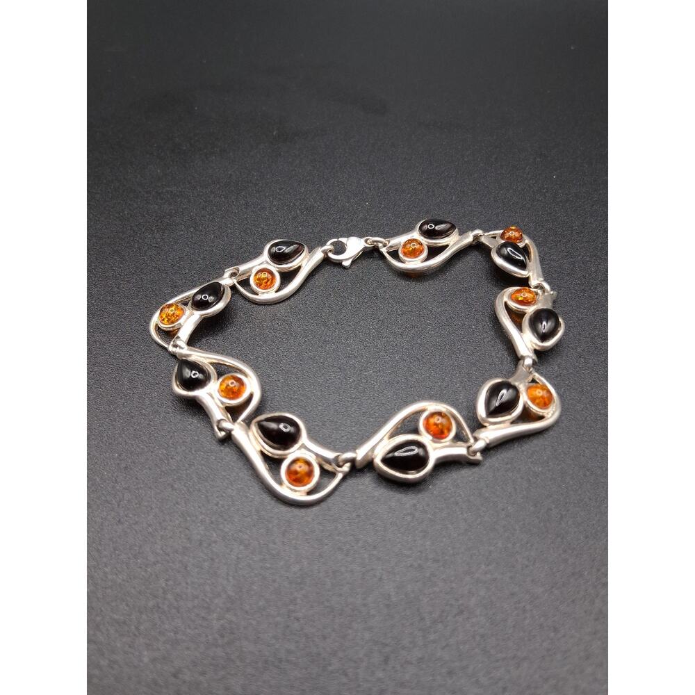 Vintage Baltic Amber Bracelet, 925 SS, Artisan Made, November Birthstone